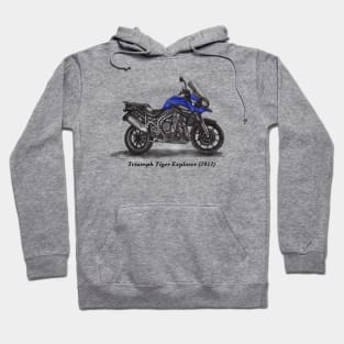 Drawing of Retro Classic Motorcycle Triumph Tiger Explorer Hoodie